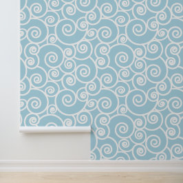 Papel Pintado Olas abstractas Patrón Océano blanco y azul claro