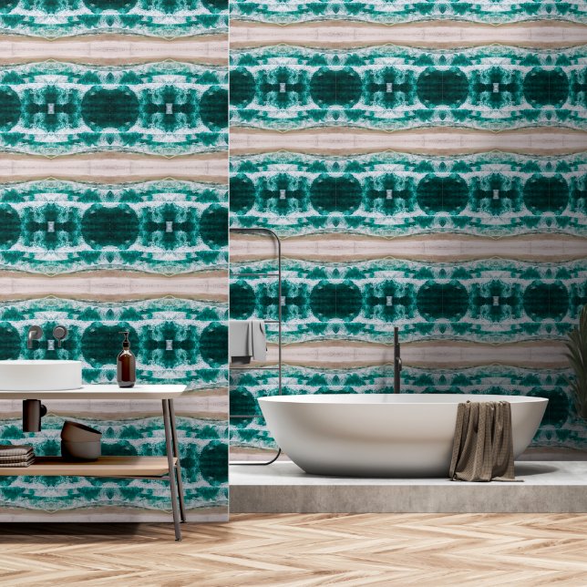 Papel Pintado Olas en una playa de arena de grandes dimensiones (Baño)