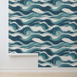 Papel Pintado Olas oceánicas Artista Verde azulado blanco azul e