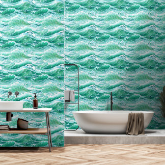 Papel Pintado Oleadas de aguas marinas sin soldadura