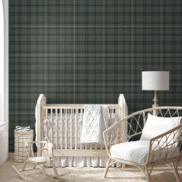 Papel Pintado Olive Green Plaid Moderno Farmhouse Tartán
