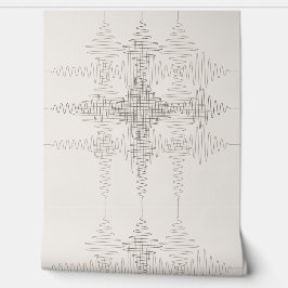 Papel Pintado Onda de sonido neutra y cálida estilo minimalista