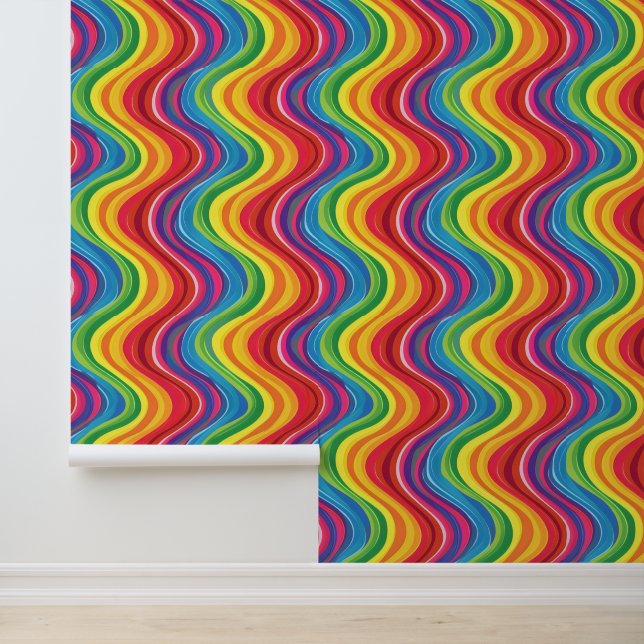Papel Pintado Ondas arcoiris abstractas (Solicitud)