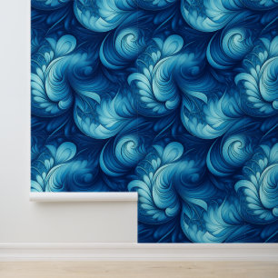 Papel Pintado Ondas fractales azules