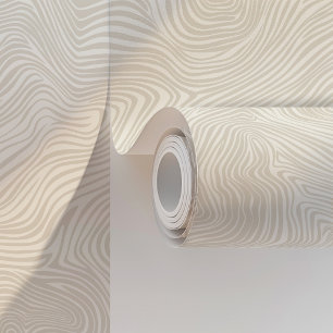 Papel Pintado Ondas minimalistas abstractas beige y blanco