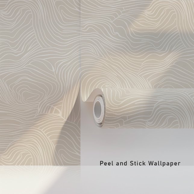 Papel Pintado Ondas minimalistas abstractas beige y blanco (Subido por el creador)