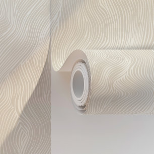 Papel Pintado Ondas minimalistas abstractas beige y blanco