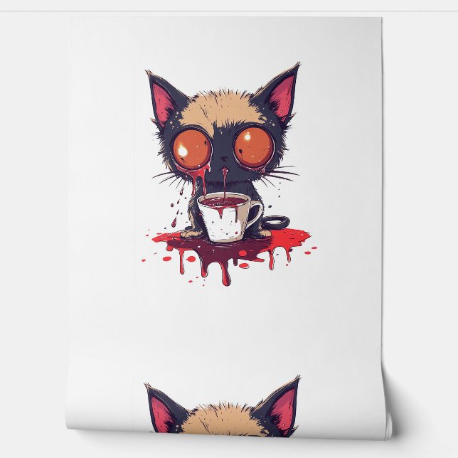 Papel Pintado Oopsie Meow - Sad Kawaii Cat Coffee Lover (Desenrollar)