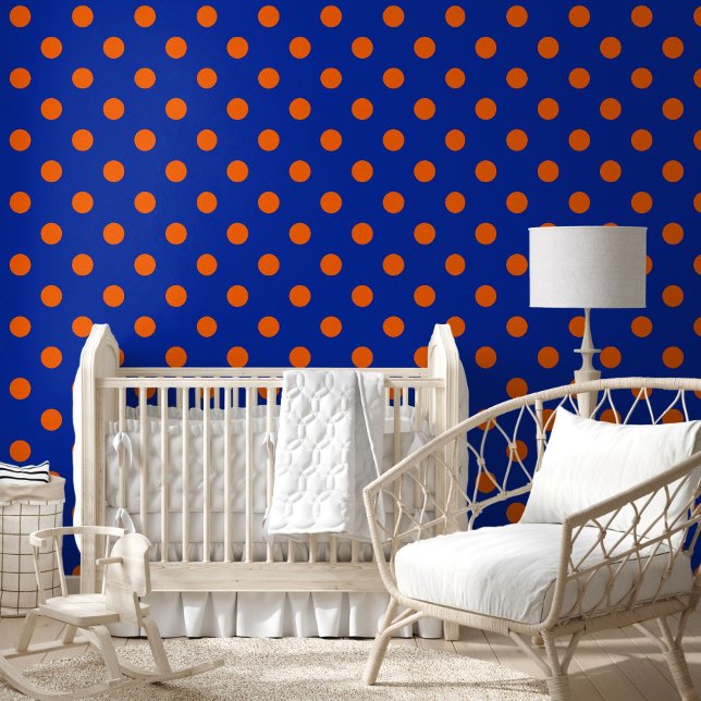 Papel Pintado Orange On Blue Polka Dots Pattern Design  (Subido por el creador)