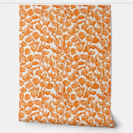 Papel Pintado orange orchid floral pattern