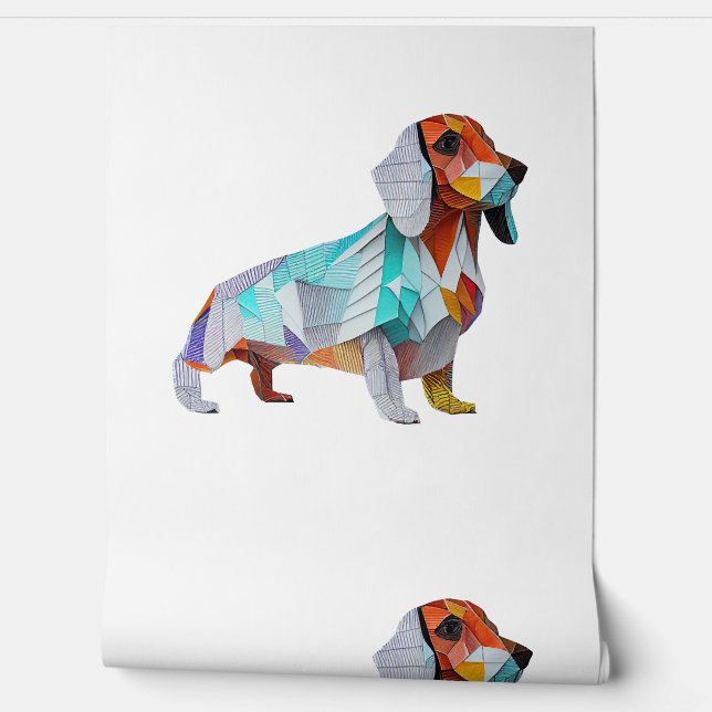 Papel Pintado Origami Dachshund (Desenrollar)