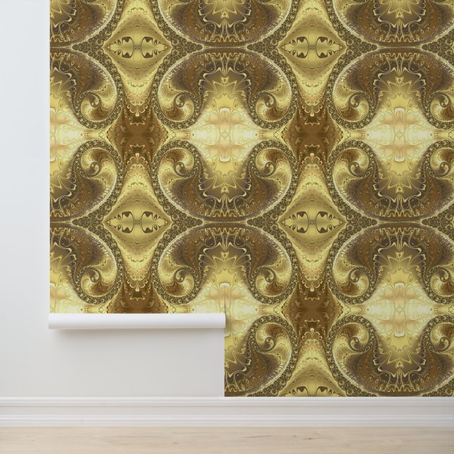 Papel Pintado Ornamentos fractales de oro espumoso (Solicitud)