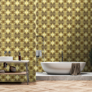 Papel Pintado Ornamentos fractales de oro purpurina