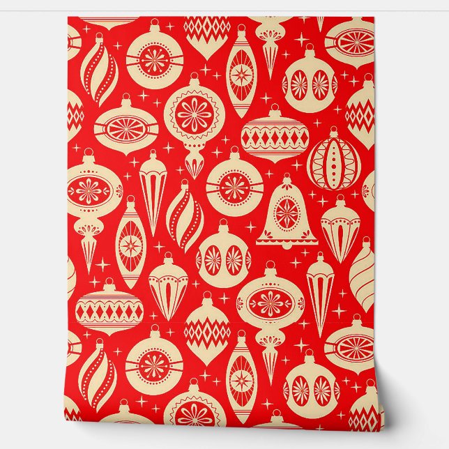Papel Pintado Ornamentos Vintage de Navidad (Desenrollar)