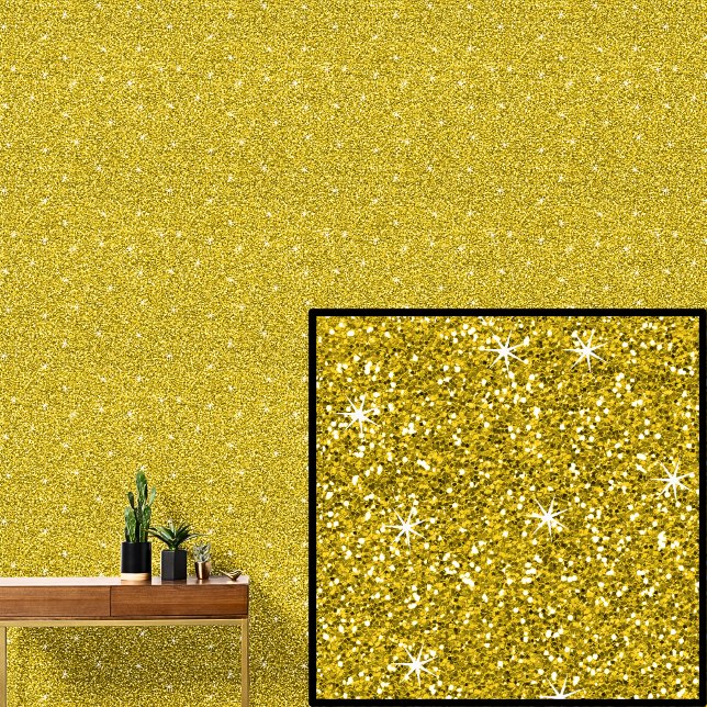 Papel Pintado Oro Amarillo con Estrellas Brillantes (Subido por el creador)