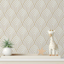 Oro Blanco Art Deco Arco Geométrico