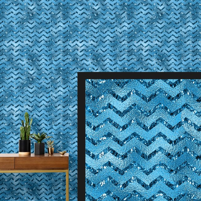 Papel Pintado Oscuro Agua Azul Azul Brillante Aspecto Zig Zag St (Subido por el creador)