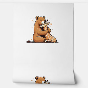Papel Pintado Oso Amarrado Y Girafa Enamorada.