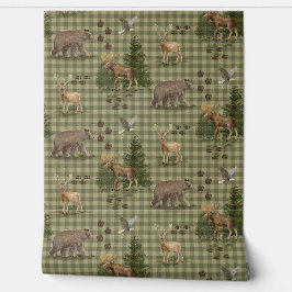 Papel Pintado Oso Ciervo Alce Águila Bosque De Montaña Acuarela