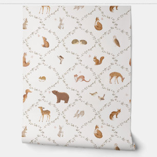 Papel Pintado Oso Conejo Conejo Zorro Animales Bosque Infantil