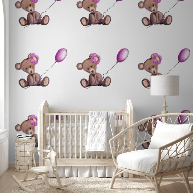 Papel Pintado Oso de bebé con globo (Niños)