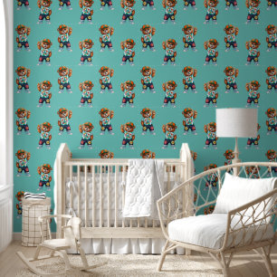 Papel Pintado Oso de peluche con traje tranquilo casual 1