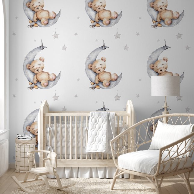 Papel Pintado - Oso Durmiendo En La Luna  (Niños)