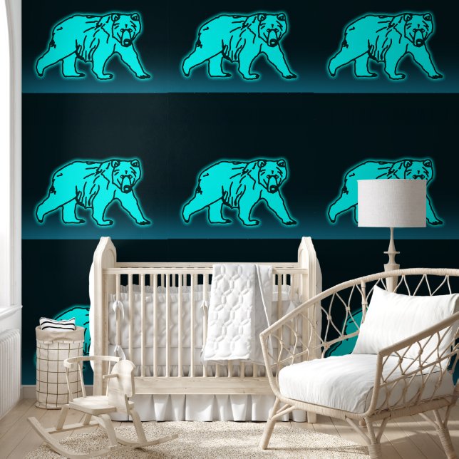 Papel Pintado Oso Kodiak Azul (Niños)