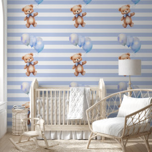 Papel Pintado Oso pequeño y lindo en azul