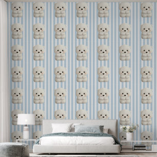 Papel Pintado Oso polar bebé en franjas