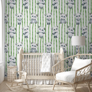 Papel Pintado Osos Panda y guardería de bambú