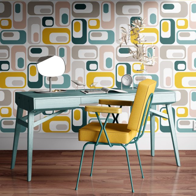 Papel Pintado Óvalos Mod Retro Aqua Azul Azul Rosa Amarillo  (Subido por el creador)
