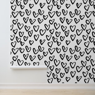 Papel Pintado Paint Stroke Heart Pattern