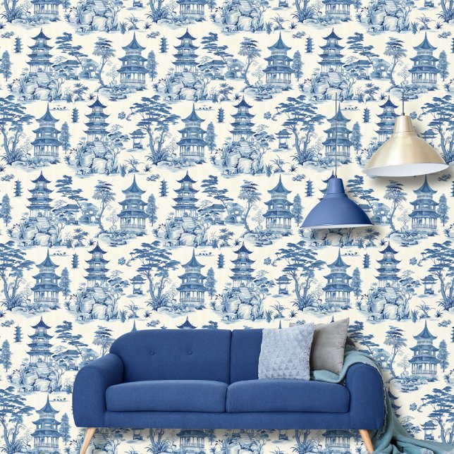 Papel Pintado Paisaje acuático azul blanco japonés en la pagogra (Subido por el creador)