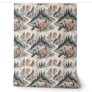 Papel Pintado Paisaje de río montañoso Arte de patrón abstracto