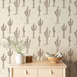 Papel Pintado Paisaje del Desierto Occidental Cactus Estilo Esbo