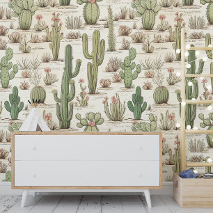 Papel Pintado Paisaje del desierto occidental de las flores de l