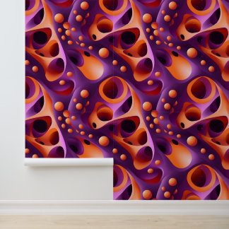 Papel Pintado Paisaje violento morado y Naranja