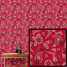 Paisley floral roja profunda y oscura elegante