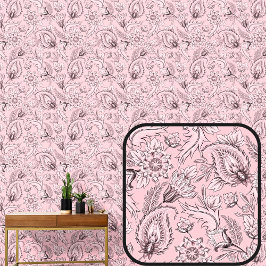 Papel Pintado Paisley floral rosa suave y turbio bonito elegante