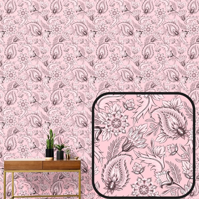 Papel Pintado Paisley floral rosa suave y turbio bonito elegante (Subido por el creador)