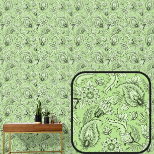 Papel Pintado Paisley floral verde claro elegante