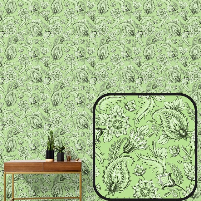 Papel Pintado Paisley floral verde claro elegante (Subido por el creador)