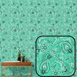 Papel Pintado Paisley floral verde medio elegante