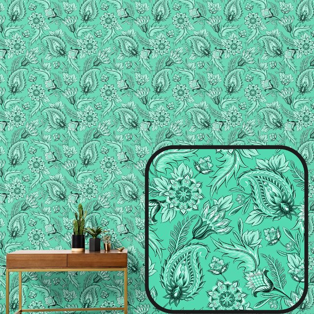 Papel Pintado Paisley floral verde medio elegante (Subido por el creador)