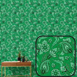 Papel Pintado Paisley floral verde oscuro brillante elegante