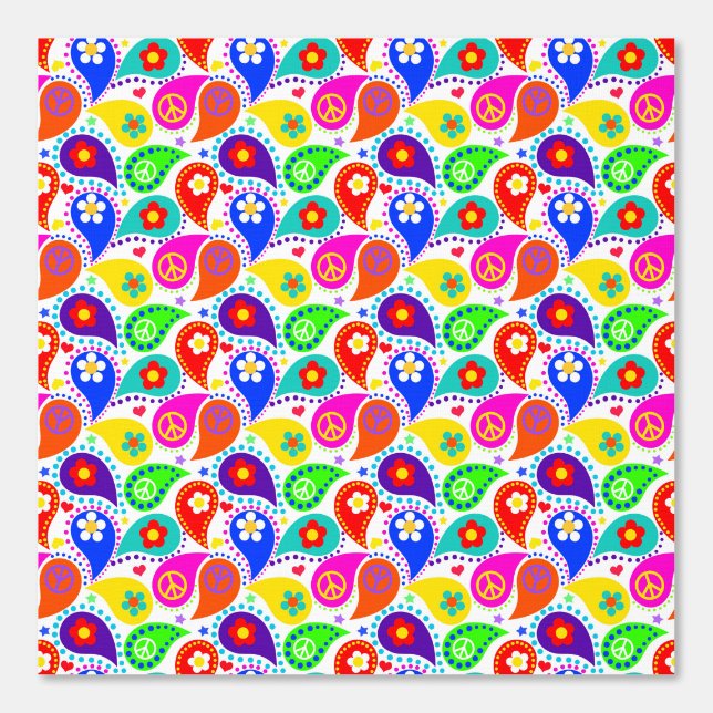 Papel Pintado Paisley Peace firma flores brillantes y hermosas (Anverso)