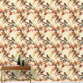 Papel Pintado pájaro y flores japonesas