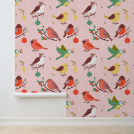 Papel Pintado Pájaros de Navidad de Invierno para Niños