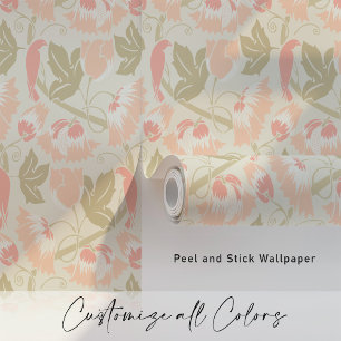 Papel Pintado Pájaros Pastel y Vinas